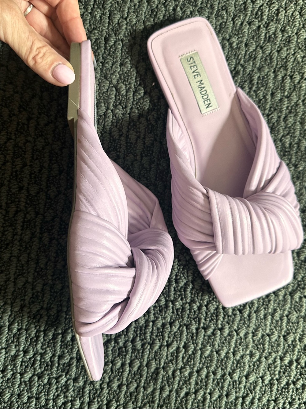 Steve Madden Lilac Ruched Knotted Mentor Slide Sandals